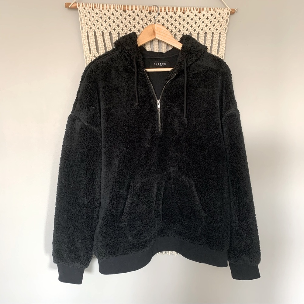 PACSUN 1/4 Zip Plush Sherpa Fleece Hoodie